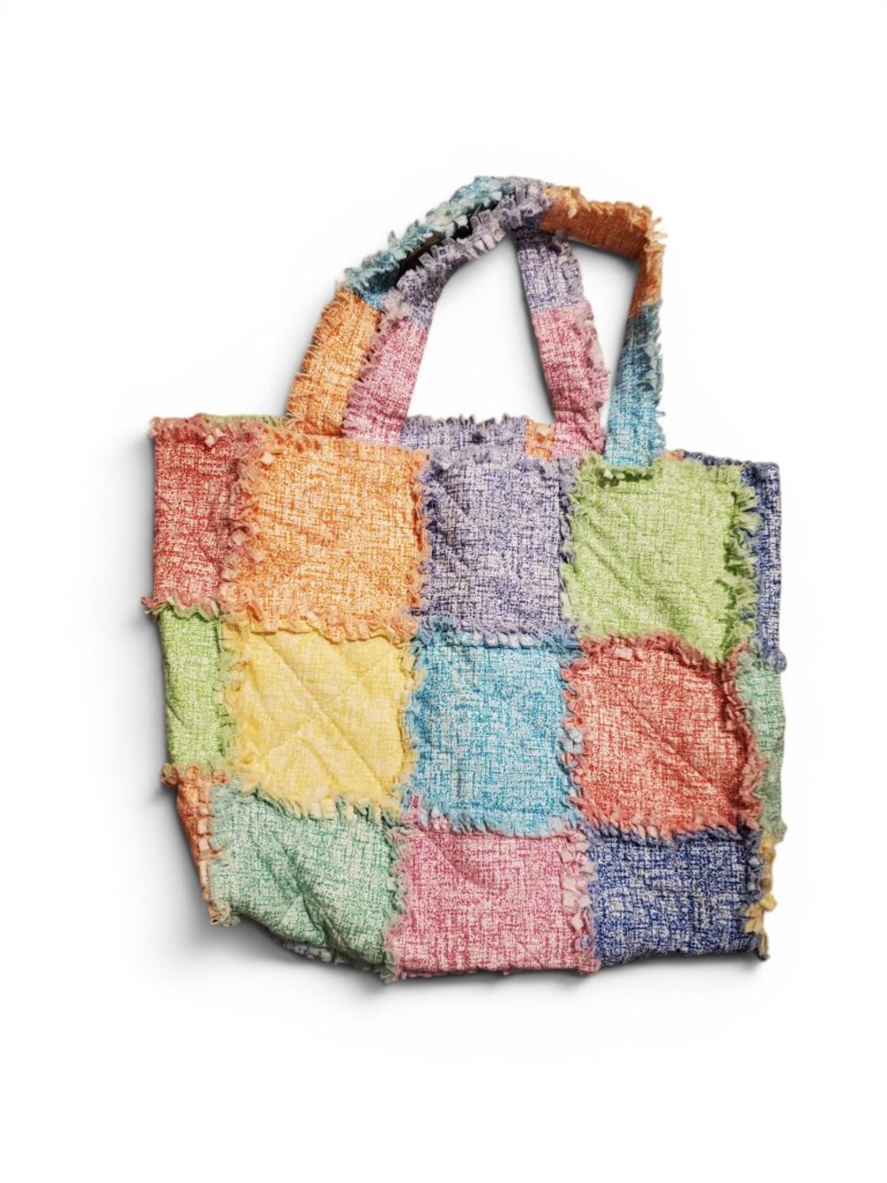 Vintage Y2K Colorful Patchwork Fringe Tote Bag - Kidcore Maximalist Dopamine